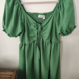 Green Puff Sleeve Dress